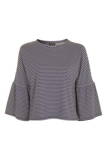 Topshop Petite Striped Bell Sleeve T-shirt
