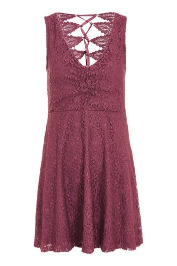 Topshop Petite Lace Up Skater Dress
