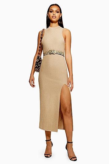 Topshop Ottoman Metallic Thread Dress