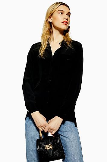 Topshop One Pocket Long Sleeve Shirt