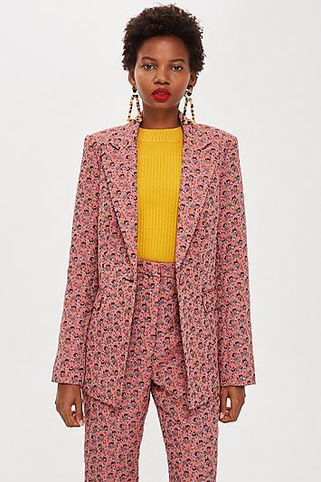 Topshop Petite Floral Jacquard Blazer