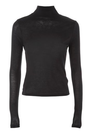 Topshop Petite Longsleeve Fine Funnel Neck Top