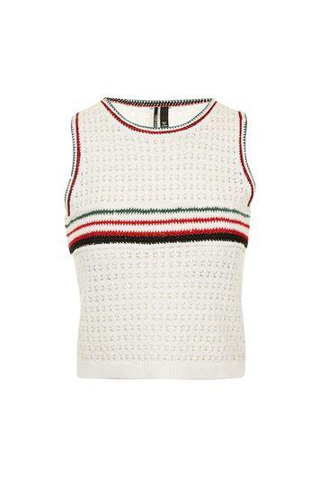 Topshop Stripe Front Crochet Vest
