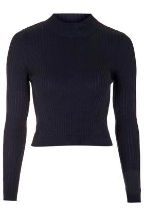 Topshop Ribbed Wool Blend Cropped Sweater