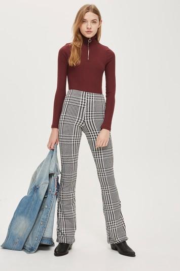 Topshop Checked Flared Pants