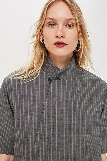 Topshop *pinstriped Tailored Top By Boutique
