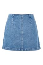 Topshop Petite Dart Seam A-line Denim Skirt