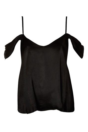 Topshop Satin Rouleau Cold Shoulder Top