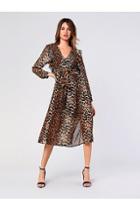 Topshop *leopard Plunge Midi Dress By Glamorous