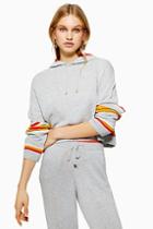 Topshop Stripe Hoodie With Cashmere