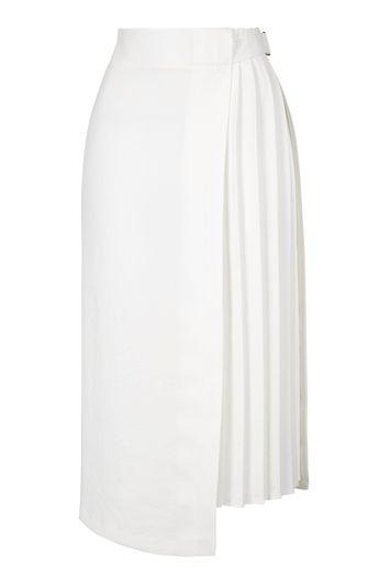 Topshop Tall Pleat Detailed Midi Skirt