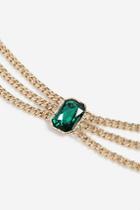 Topshop *emerald Stone Gold Look Chain Necklace