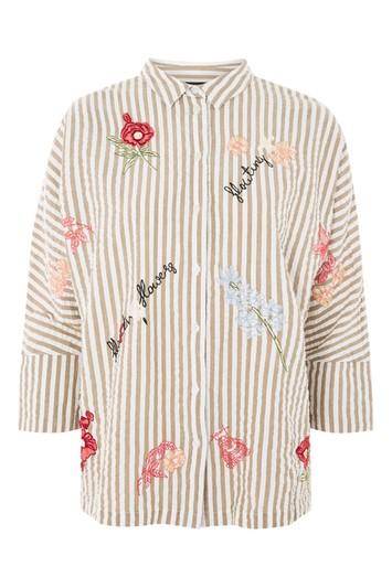 Topshop Embroidered Seersucker Shirt