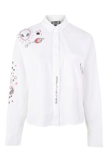 Topshop Doodle Embroidered Shirt