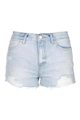 Topshop Moto Bleach Ripped Rosa Shorts
