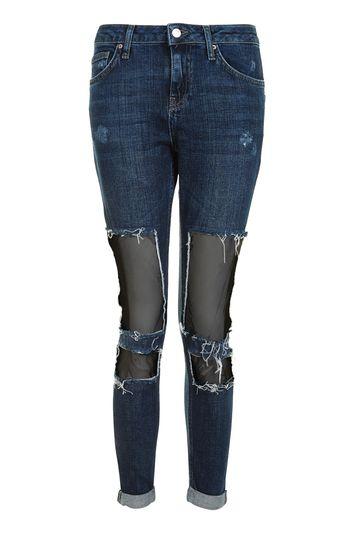 Topshop Moto Mesh Insert Lucas Jeans