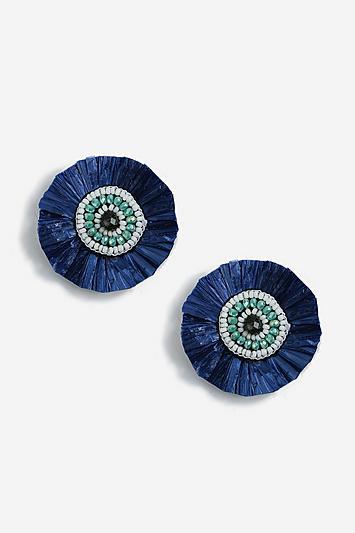 Topshop *beaded Raffia Stud Earrings