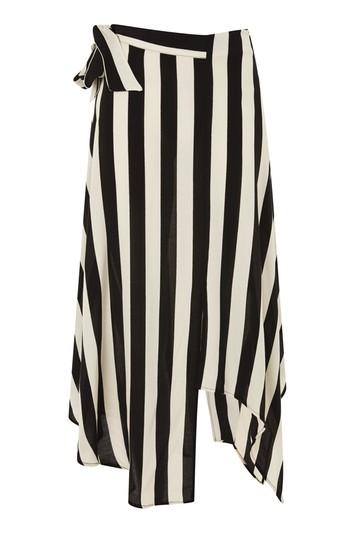 Topshop Stripe Hanky Hem Midi Skirt