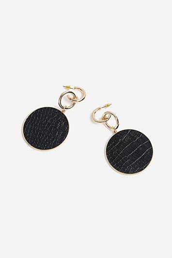 Topshop Circle Crocodile Design Drop Earrings