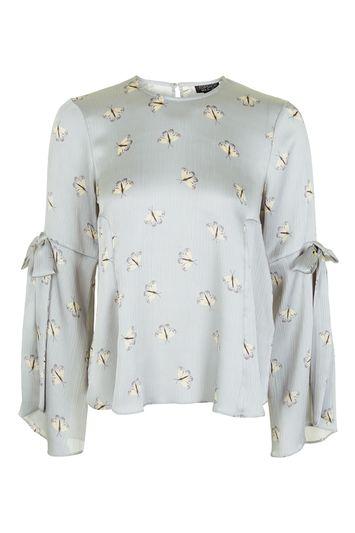 Topshop Tall Moth Tie Sleeve Blouse