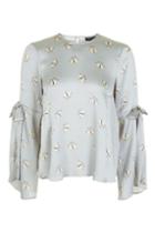 Topshop Tall Moth Tie Sleeve Blouse