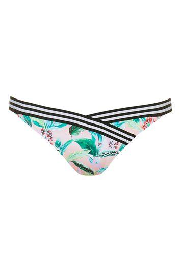 Topshop Sporty Palm Print Bikini Pant