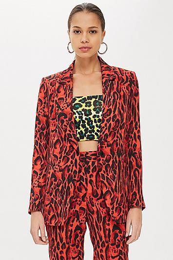 Topshop Leopard Print Suit Jacket