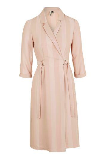 Topshop Jacquard Stripe Wrap Midi Dress