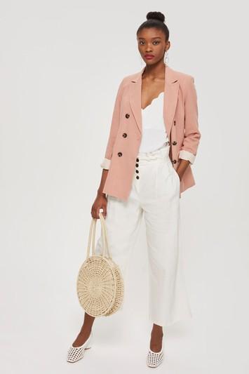 Topshop Button Wide Leg Trousers