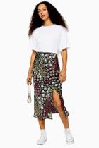 Topshop Petite San Diego Black Patchwork Floral Bias Skirt