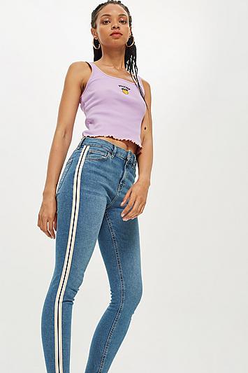 Topshop Petite Side Stripe Jamie Jeans