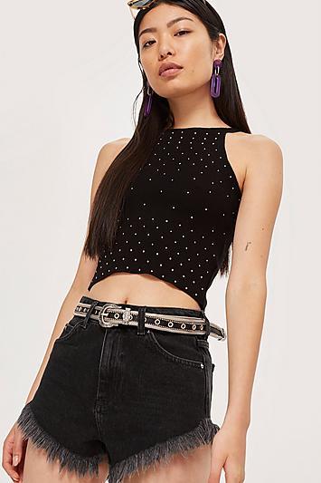 Topshop Stud High Neck Camisole Top
