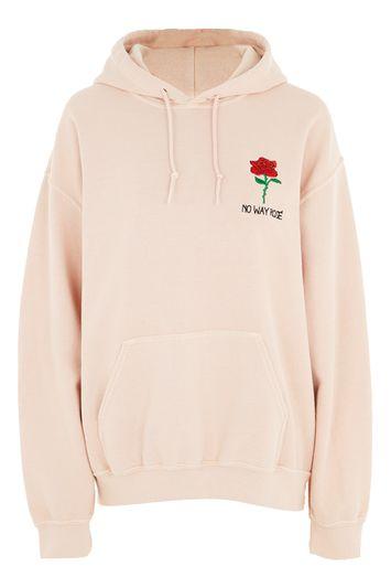 Topshop Petite No Way Rose Motif Hoodie