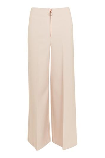 Topshop Zip Front Wide Leg Trousers