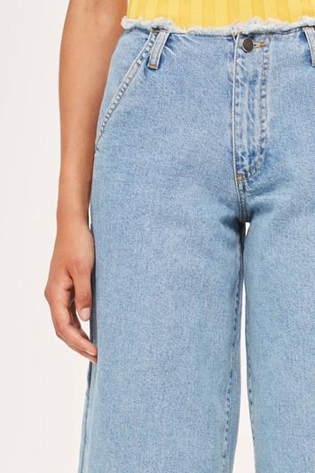Topshop Super Wide Leg Frayed Jeans By Boutique