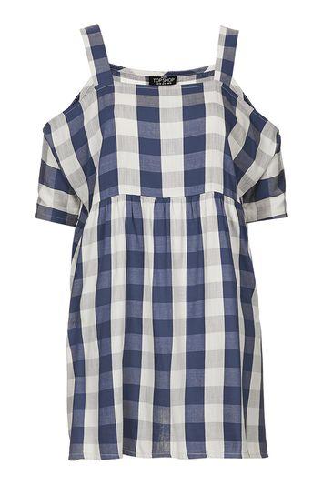 Topshop Petite Gingham Smock Dress