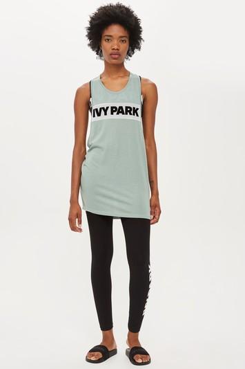 Topshop Sheer Flock Logo Tank Top By Ivy Park