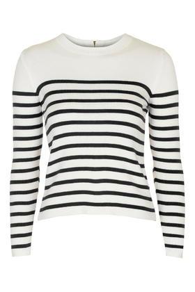 Topshop Petite Stripe Zip Back Jumper