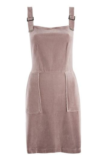 Topshop Tall Cord Velvet Pinafore Dress