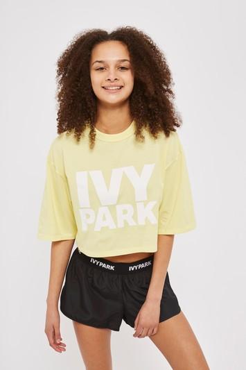 Topshop Crop Crew Logo T-shirt By Ivy Park