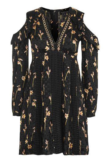 Topshop Cold Shoulder Eyelet Dress