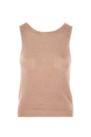 Topshop Metallic Yarn V-back Knitted Crop Top