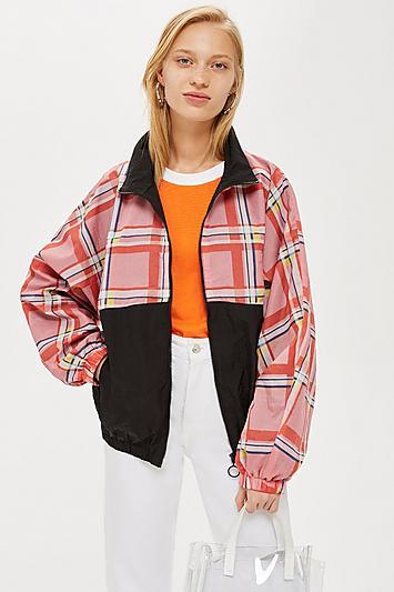 Topshop Check Windbreaker Jacket