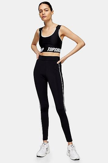 Black Topshop Branded Sports Crop Top