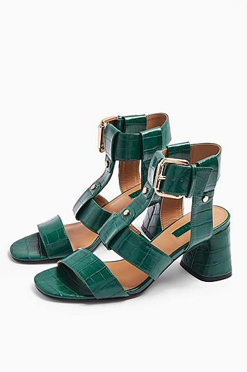 Topshop Dylan Green Crocodile Sandals