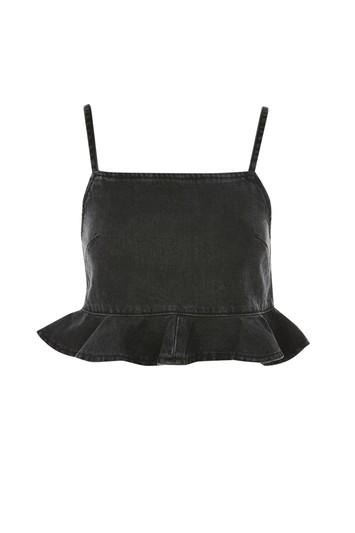 Topshop Moto Frill Hem Crop Top
