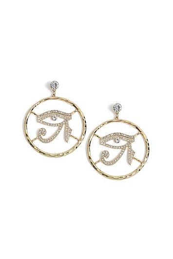 Topshop Eye Detailing Drop Hoop Earrings