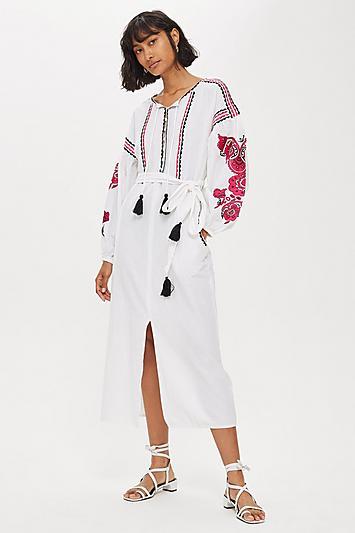 Topshop Pink Embroidery Tunic