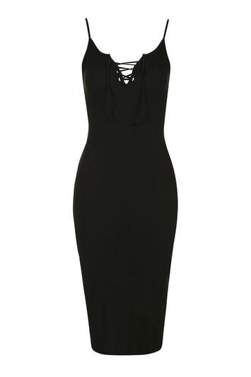 Topshop Lace-up Midi Dress