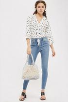 Topshop Mid Blue Lace Fly Jamie Jeans